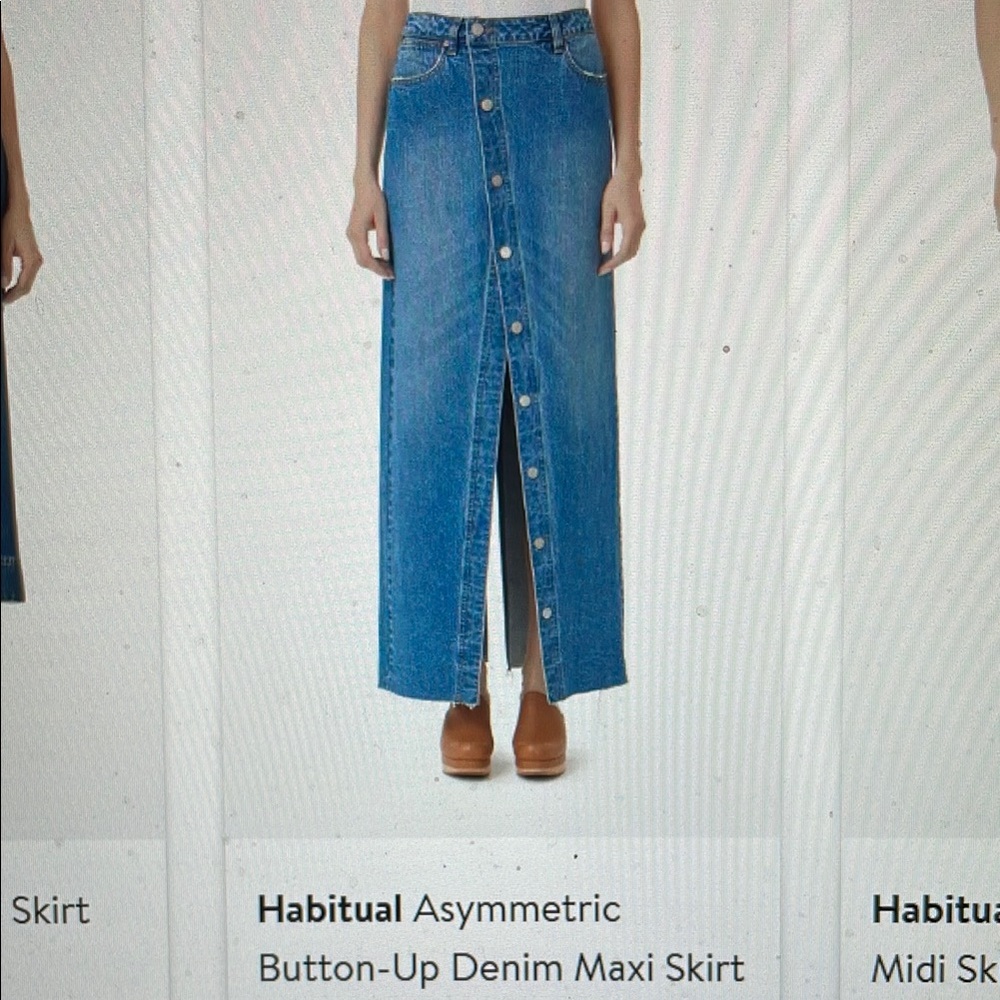 Habitual Blue Asymmetrical Maxi button front Skirt